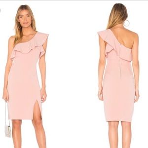 Bardot One-Shoulder Ruffle Sheath Dress